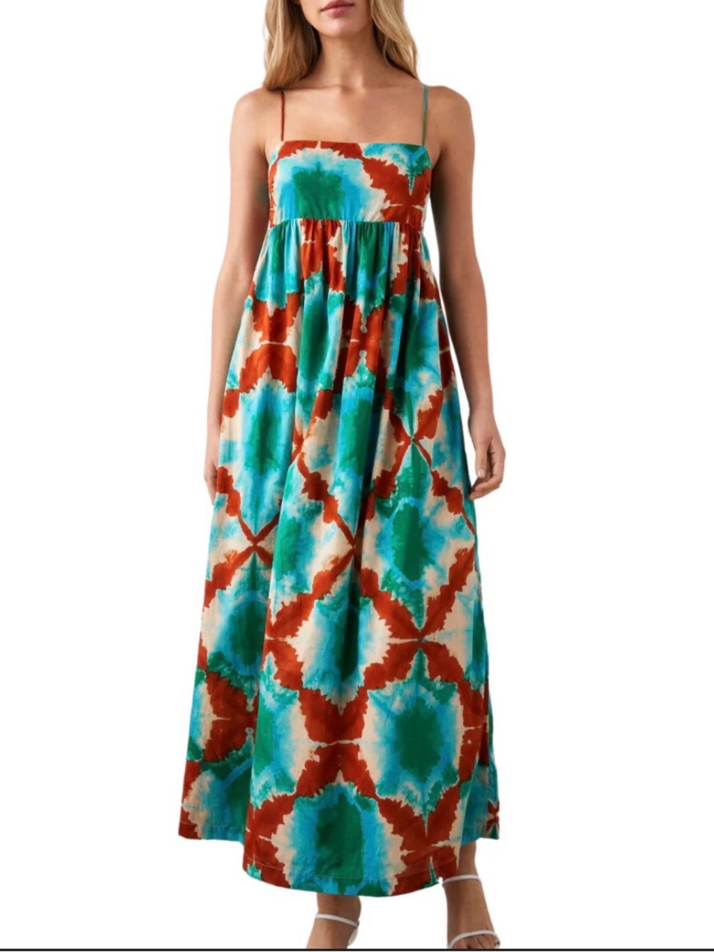 Rails Tie-Dye Maxi Sundress with Spaghetti Straps - Turquoise & Rust
